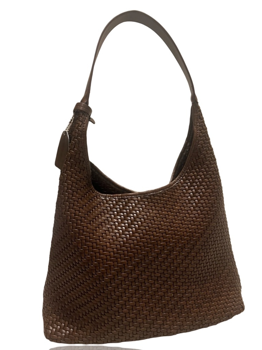 Brown Woven Leather Hobo Shoulder Bag